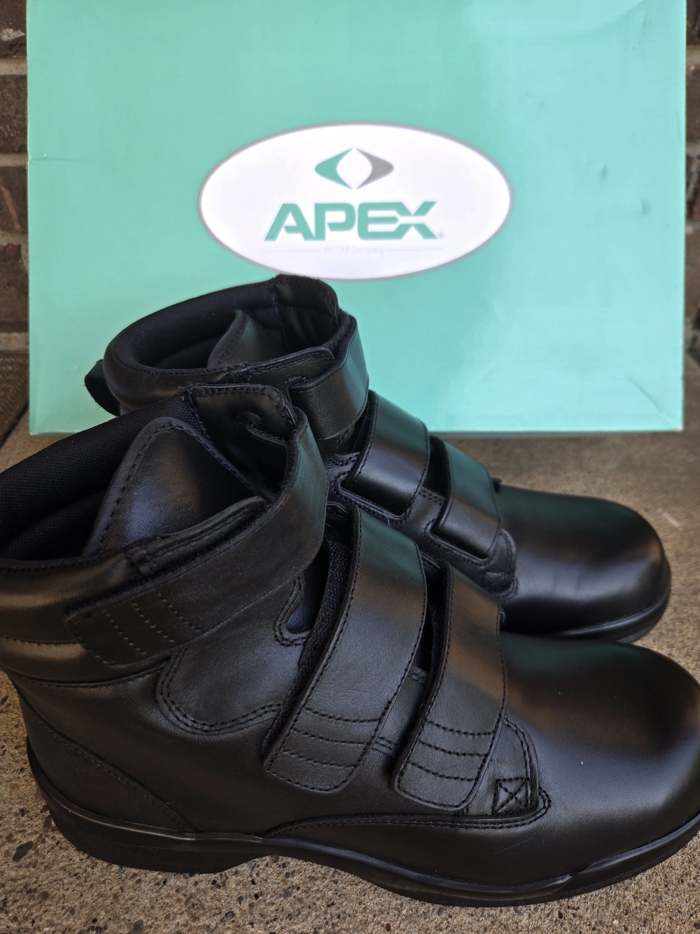 Apex Men's Black Leather Velcro Ankle Boots